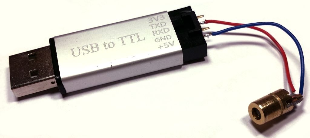 Laser-Diode wired to USB-Serial adapter